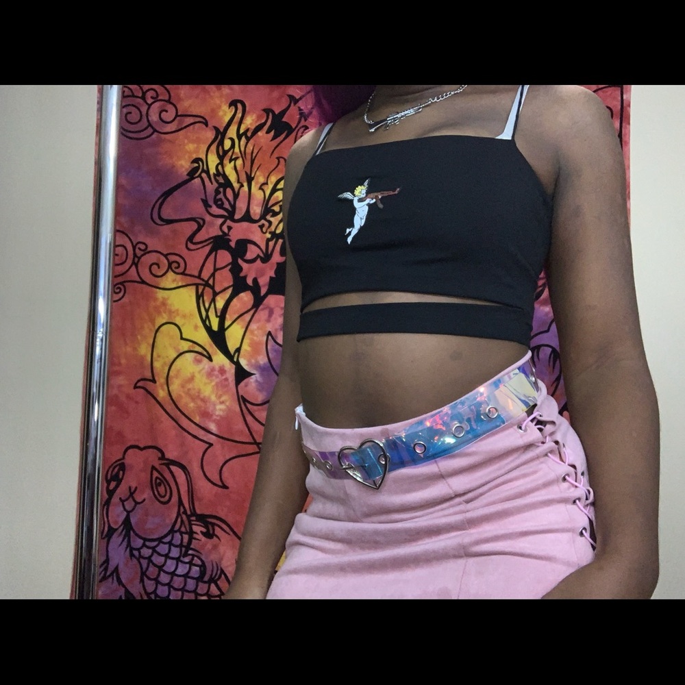 Angel gun crop top- handmade